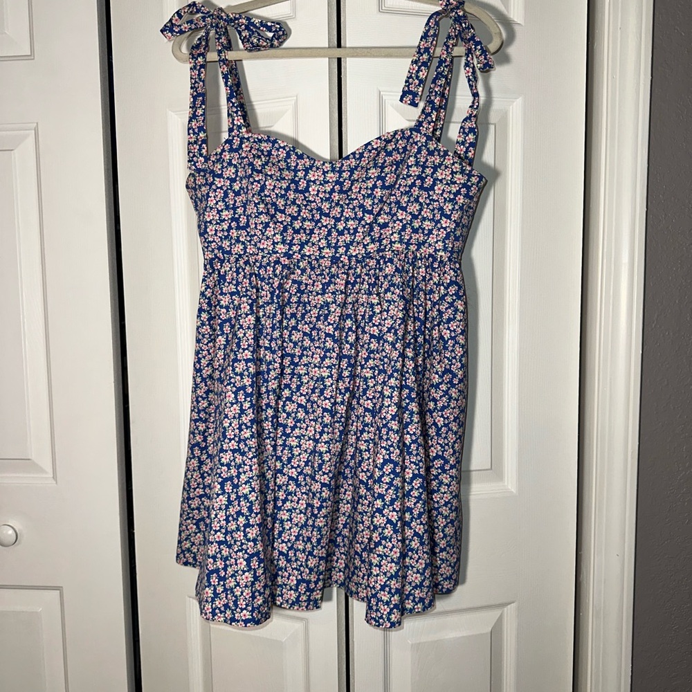 Altar'd State Blue and Pink Floral Babydoll Dress